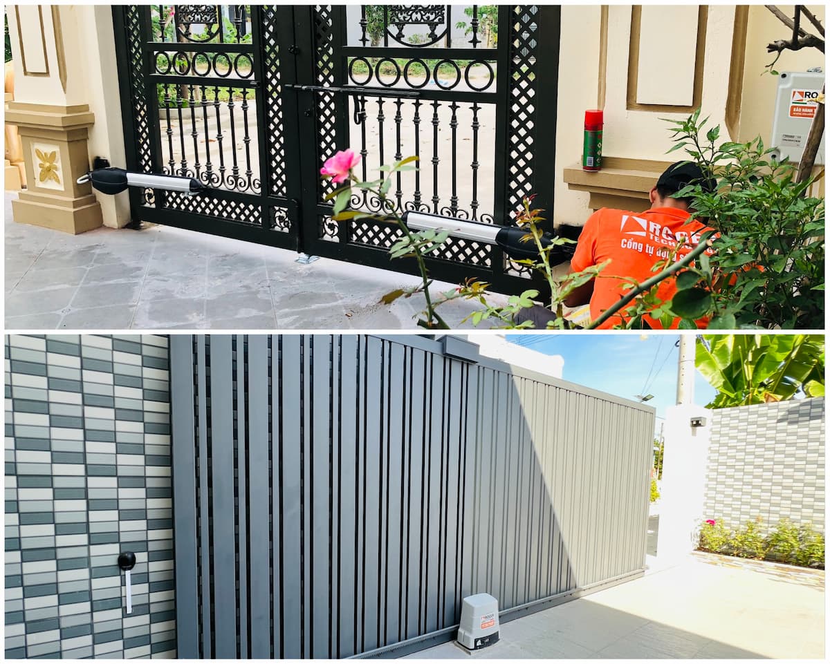 So sánh cổng tay đòn và cổng lùa cho nhà phố